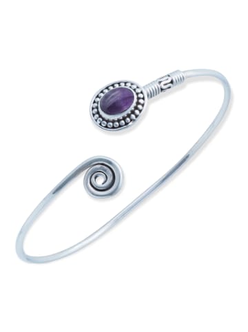 mantraroma 925er Silber - Armreifen (L) 21,5 cm mit Amethyst