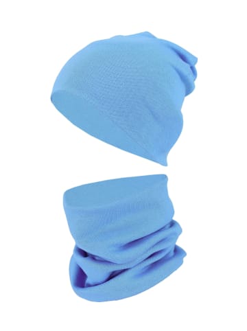 TupTam Unisex Kinder Beanie Mütze Schlauchschal Set in hellblau