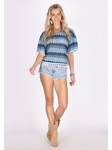 IZIA Damen Hoodie in Blau Mehrfarbig