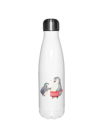 Mr. & Mrs. Panda Thermosflasche Pinguin mit Kind ohne Spruch in Weiß