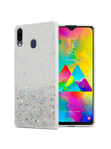 cadorabo Hülle für Samsung Galaxy M20 Glitter in Transparent mit Glitter