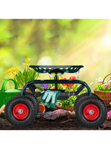 relaxdays 8x Sackkarrenrad in Schwarz-Rot - (H)85 x Ø260 mm