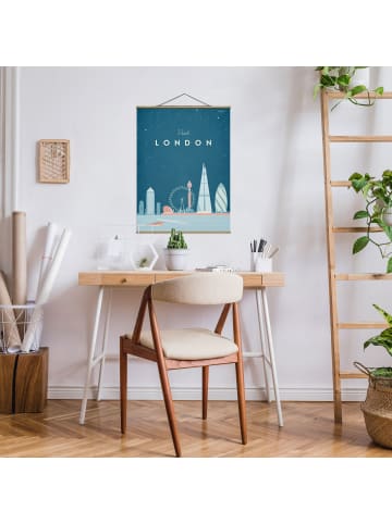 WALLART Stoffbild mit Posterleisten - Reiseposter - London in Blau