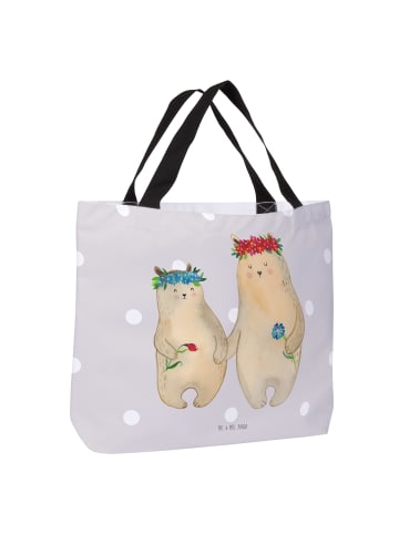 Mr. & Mrs. Panda Damen Schultertasche Bären mit Blumenkranz ohne... in Grau Pastell