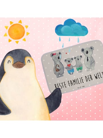 Mr. & Mrs. Panda Badteppich Koala Familie zwei mit Spruch in Grau Pastell