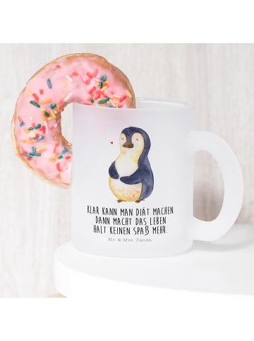 Mr. & Mrs. Panda Teetasse Pinguin Diät mit Spruch in Transparent