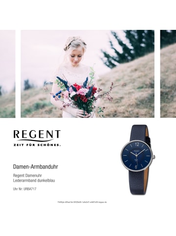 Regent Armbanduhr-Analog dunkelblau mittel (ca. 33mm) Regent Lederarmband