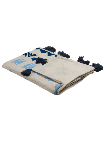 Beliani Kuscheldecke BHIND in Beige/Blau - (W) 130 x (H) 1 x (L) 180 cm