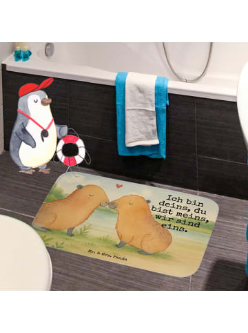 Mr. & Mrs. Panda Badematte Capybara Liebe Design mit Spruch in Weiß
