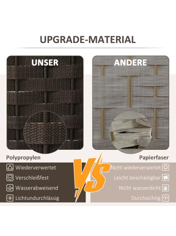 HOMCOM Paravent-160L x 1,6B x 170H cm-Braun