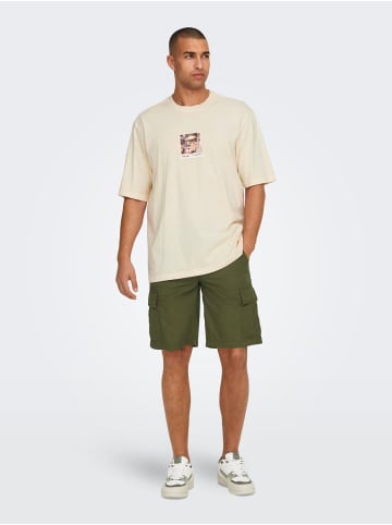 Only&Sons T-Shirt loose fit Rundhals Kurzarm Gummidruck in Weiß