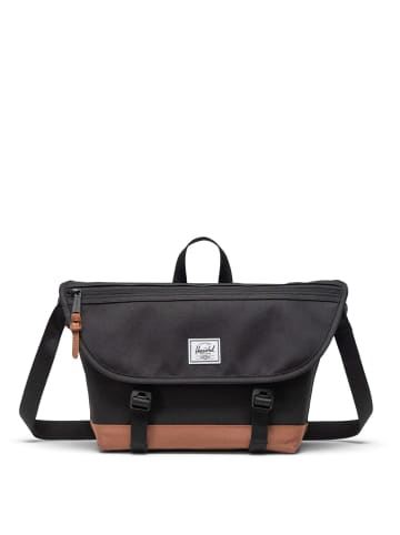 Herschel Cove Messenger - Umhängetasche S 24.5 cm (grid-black) in black/saddle brown