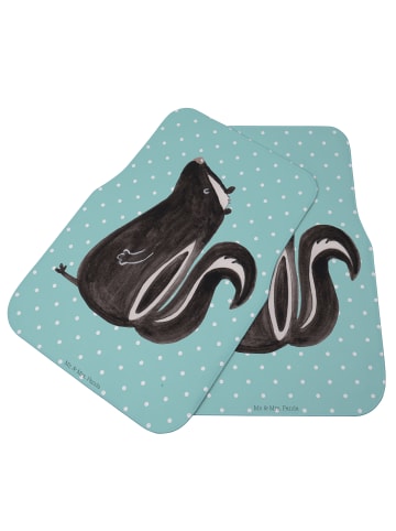 Mr. & Mrs. Panda Auto-Fußmatte Stinktier Sitzen ohne Spruch in Türkis Pastell