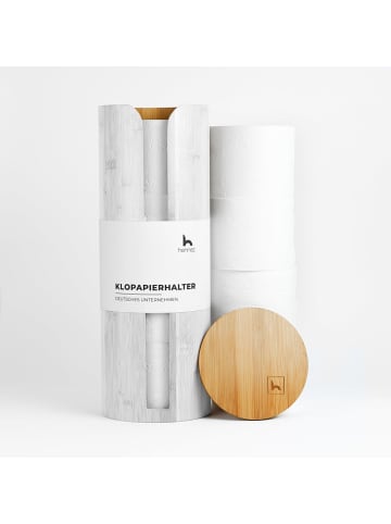 HENNEZ Hennez Toilettenpapier-Aufbewahrung - Weiß - für 4 Rollen - mit Deckel & Ablag
