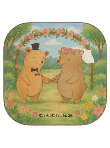 Mr. & Mrs. Panda Bierdeckel Bären Heirat Design ohne Spruch in Weiß