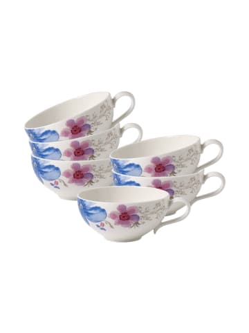 Villeroy & Boch 6er Set Teetassen Mariefleur Gris Basic 120 ml in bunt