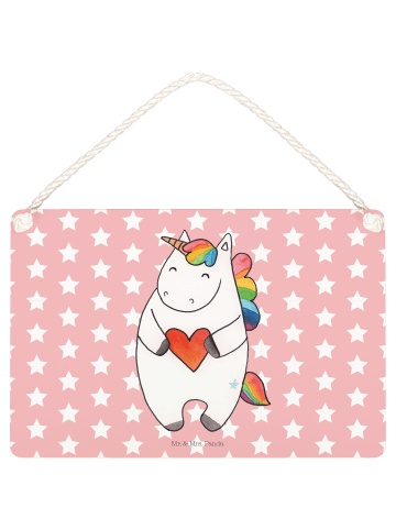 Mr. & Mrs. Panda Deko Schild Einhorn Herz ohne Spruch in Rot Pastell