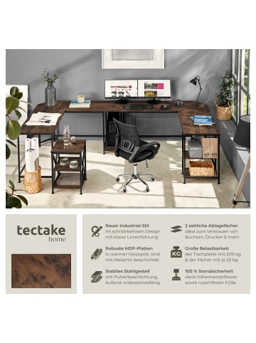 tectake Schreibtisch Hamilton 138 x 138 x 75,5 cm, Industrial Holz dunkel, rustikal