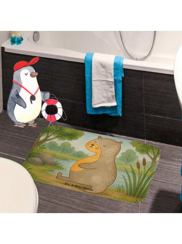 Mr. & Mrs. Panda badezimmermatte Otter Bauch Design ohne Spruch in Weiß