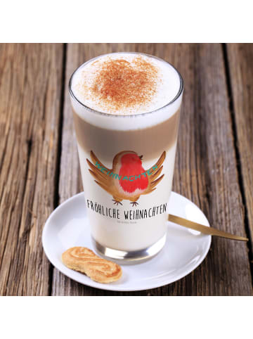 Mr. & Mrs. Panda Latte Macchiato Glas Rotkehlchen Weihnachten mi... in Transparent