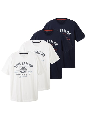 Tom Tailor T-Shirt 4er Pack in Blau/Weiß