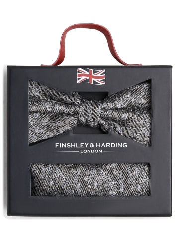 Finshley & Harding London Fliege und Einstecktuch in oliv beige