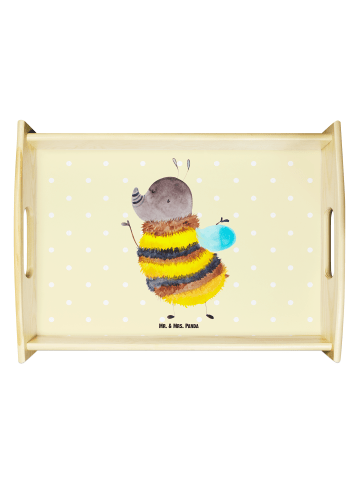 Mr. & Mrs. Panda Serviertablett Holz Hummel flauschig ohne Spruch in Gelb Pastell