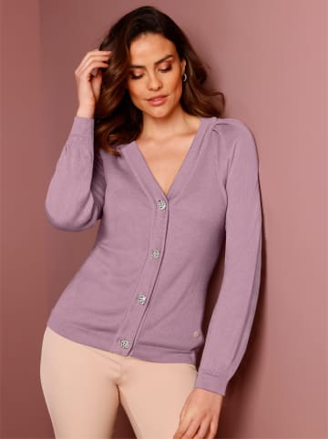 creation L Lyocell-Mix-Strickjacke in mauve