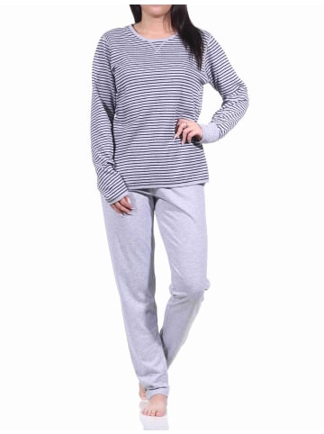 NORMANN Wende Pyjama langarm Schlafanzug - 70865 in grau