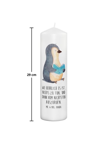 Mr. & Mrs. Panda Trauerkerze Pinguin Buch mit Spruch in Weiß