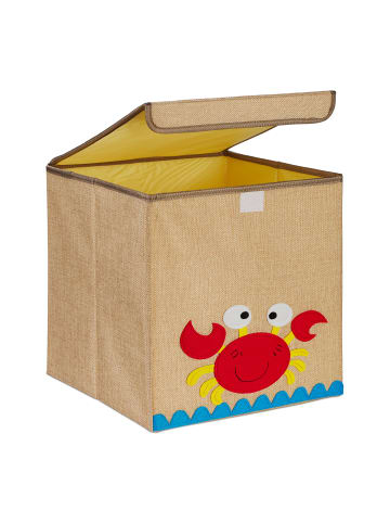 relaxdays Kinder-Aufbewahrungsbox "Krebs" in Beige/ Orange - (B)33 x (H)33 x (T)33 cm