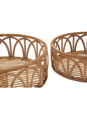 Mauro Ferretti Set mit 3 leeren, braunen Rattan-Taschenboxen, Ø cm 50x16-40x14-30x12