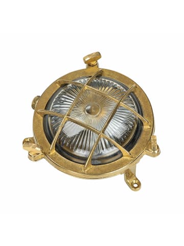 Licht-Erlebnisse Außen Wandlampe Ø 14 x (H)14 cm in MessingMessing