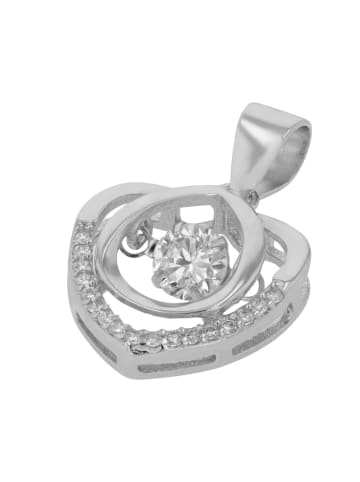 Adeliás Damen Anhänger Herz aus 925 Silber mit Zirkonia in silber
