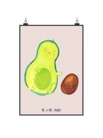 Mr. & Mrs. Panda Kunstdruck Avocado Kern rollt ohne Spruch in Beige Pastell