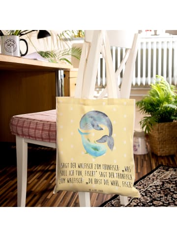 Mr. & Mrs. Panda Tasche Walfisch Thunfisch mit Spruch in Gelb Pastell