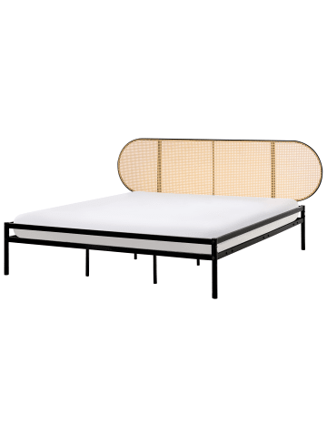 Beliani Doppelbett BOULIN in Schwarz/Braun - (W) 221 x (H) 103 x (L) 208 cm