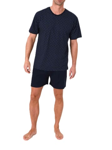NORMANN Kurzarm Schlafanzug Shorty Pyjama Minimalprint in gelb