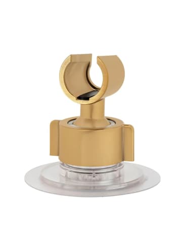 Wenko Duschkopfhalter 360°, bohrfreie Montage in Gold, (H) 7,5 x (L) 8 cm