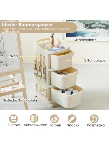 COSTWAY Nischenschrank schmal auf Rollen 30cm breit in Creme
