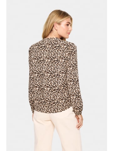 SAINT TROPEZ Langarm-Bluse EdaSZ Gerade Passform in Black Reg Leo