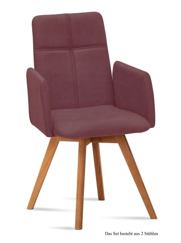 58 aufm Kessel ARMLEHNSTUHL (2er-Set) Dinah 52x92x60 Eiche geölt/Marsala