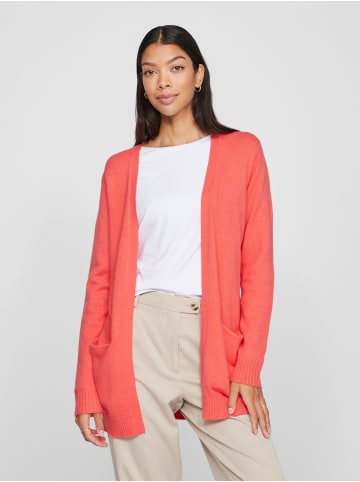 Vila Feinstrick Basic Cardigan Stretch mit Taschen VIRIL in Neon Orange