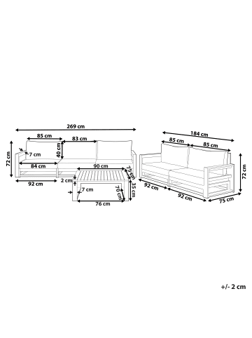 Beliani 3-tlg Sitzgruppe TIMOR in Braun/Grau/Beige