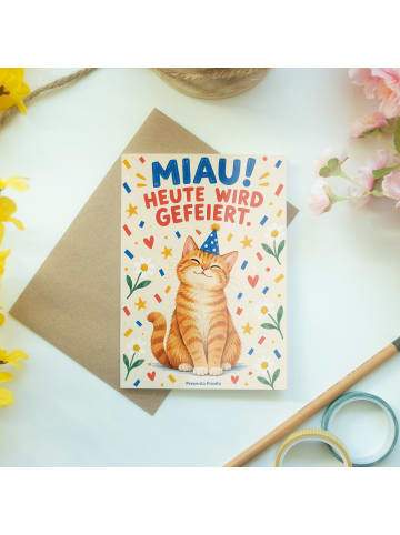 Mr. & Mrs. Panda Geburtstagskarte orange tabby cat cobalt-blue p... in Weiß