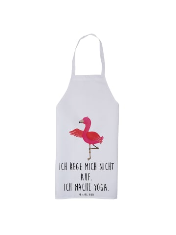 Mr. & Mrs. Panda Kochschürze Flamingo Yoga mit Spruch in Weiß