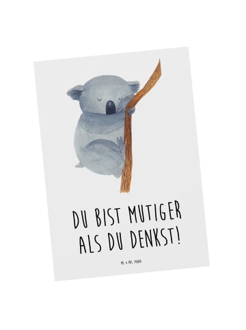 Mr. & Mrs. Panda Postkarte Alleine schlafen lernen Mutiger als g... in Weiß