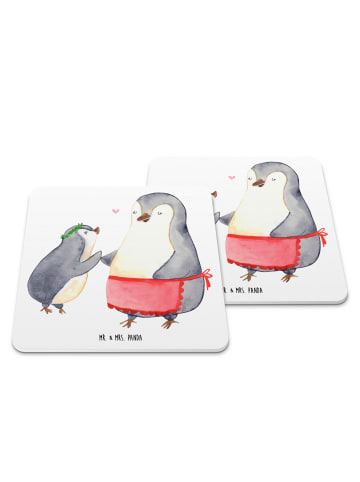 Mr. & Mrs. Panda Untersetzer für Gläser Pinguin mit Kind ohne Sp... in Weiß
