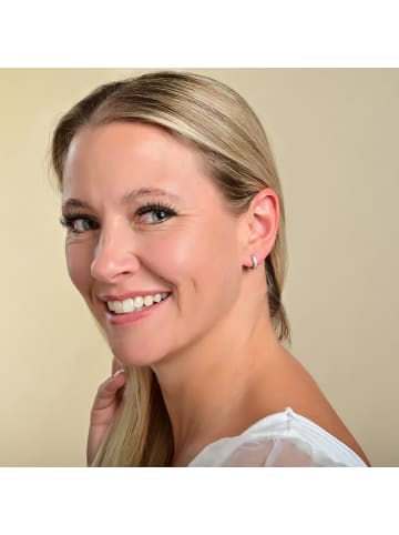 Adeliás Damen Ohrringe – Klappcreole aus 925 Silber mit Zirkonia in silber