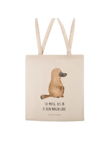 Mr. & Mrs. Panda Uni Tasche Schnabeltier Mut mit Spruch in Creme